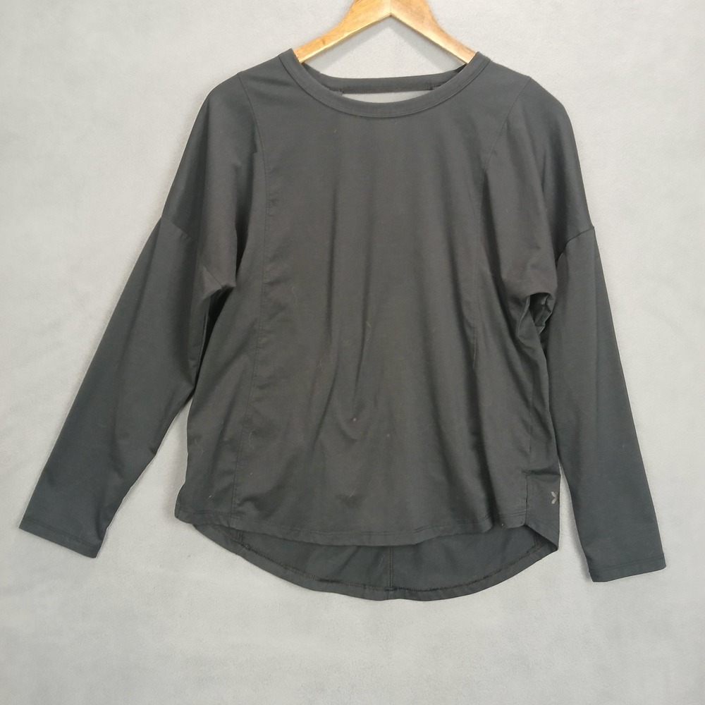 All In Motion Shirt Women Small Black Stretch Key Back Hole Performance Athletic